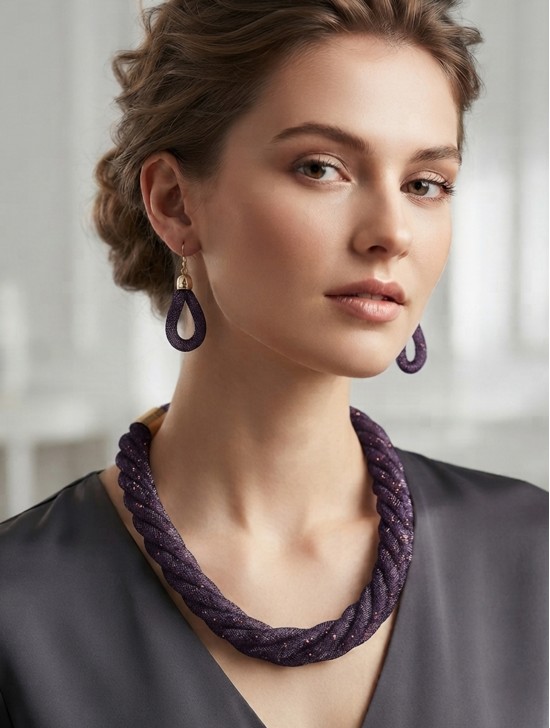 SPARKLE TUBE TWIST NECKLACE AND EARRING SET